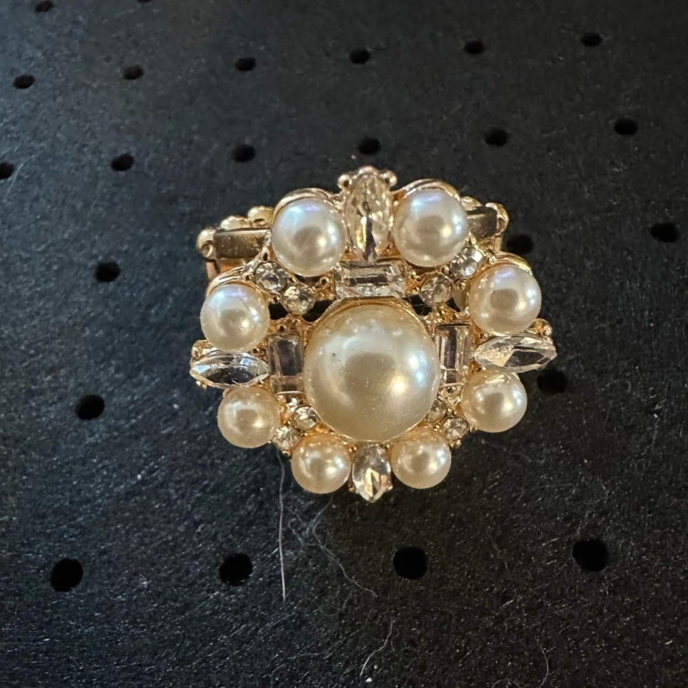 Pearl Cluster Gold-Tone Statement Ring